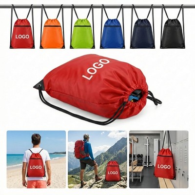 420D RPET Drawstring Backpack With Zipper