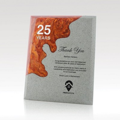 Strata - 8x10 - Orange Concrete and Resin Plaque